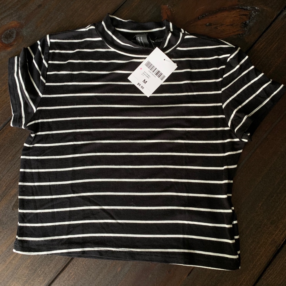 Black and white striped crop top